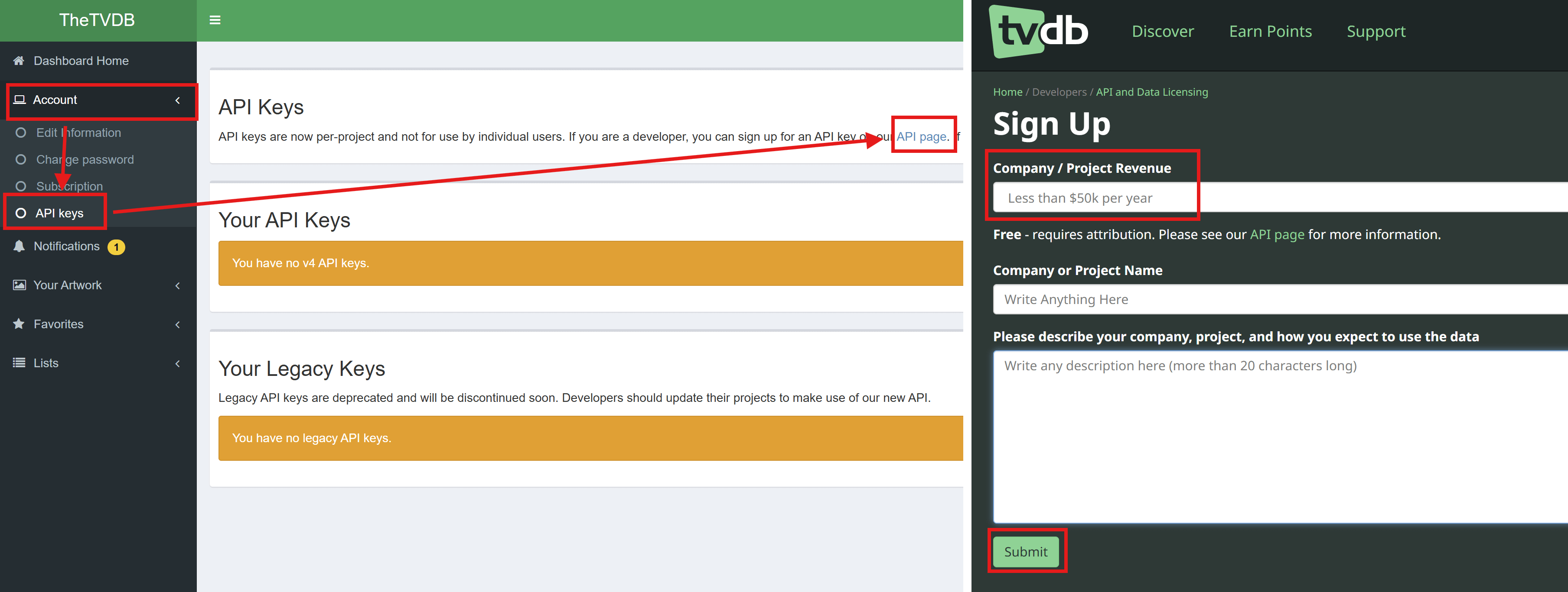 TVDB API Key